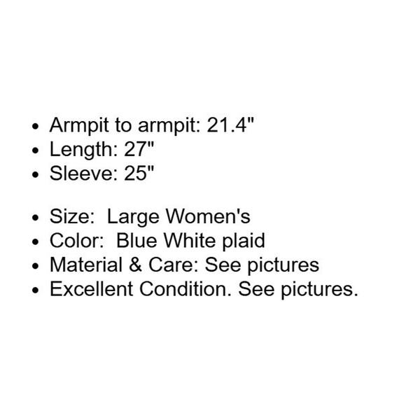 Exofficio Top Womens Large Blue White Plaid Blouse Long Sleeve Vents Pockets - Picture 4 of 16